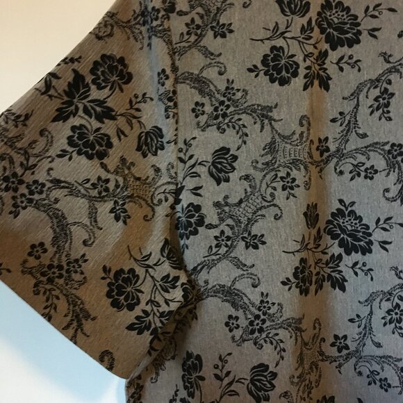 Vintage Penningtons Wallpaper Damask Print Short Sleeve Button Down Top - Picture 6 of 16